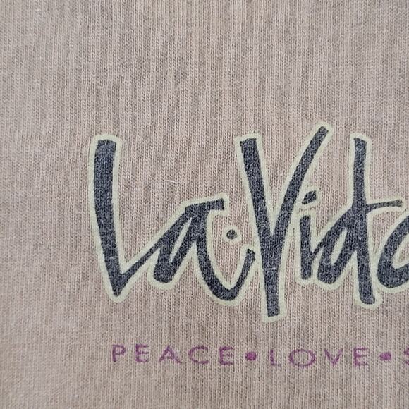 Vintage La-Vida Cross Heart Shirt Medium 20x27 Brown - Picture 12 of 16